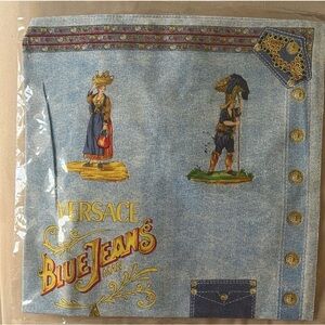 Versace Denim-Inspired Blue and Gold Bandana